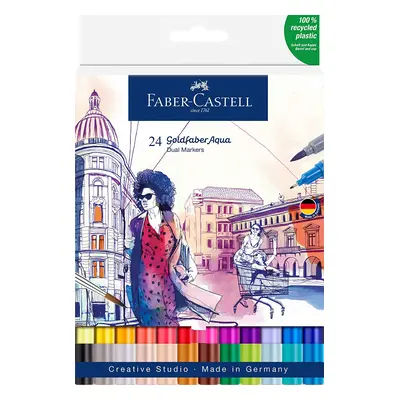 Faber-Castell Faber-Castell, 164624, Goldfaber Aqua Dual Markers, akvarelové popisovače s linere