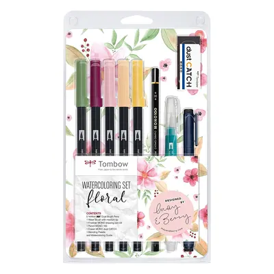 Tombow Tombow, WCS-FL, Floral, akvarelová sada brush popisovačů s příslušenstvím, 10 ks