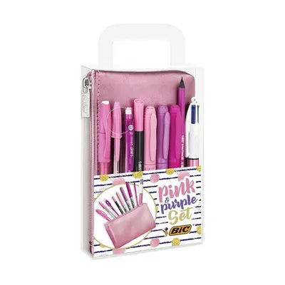 Bic Bic, 964280, Pink & Purple Set, sada psacích potřeb s pouzdrem, 10 ks