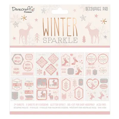 Dovecraft Dovecraft, DCDPG020X20, Winter Sparkle, blok decoupage vánočních papírů, 20,3 x 20,3 c