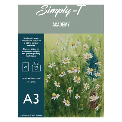 Simply-T Simply-T, STS00A3, Academy, skicák 300 g/m2, A3, 20 listů