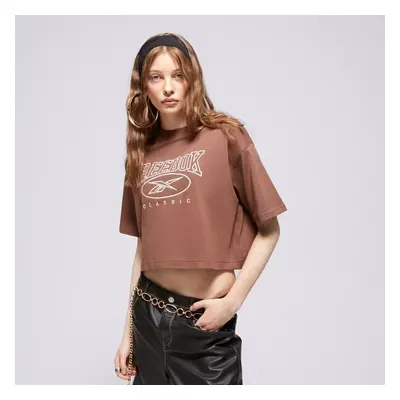 Reebok Cl Ae Big Logo Crop Tee Hnědá