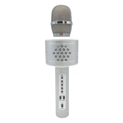 Mikrofon karaoke Bluetooth stříbrný na baterie s USB kabelem