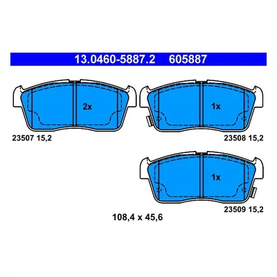 Sada brzdových destiček, kotoučová brzda ATE 13.0460-5887.2