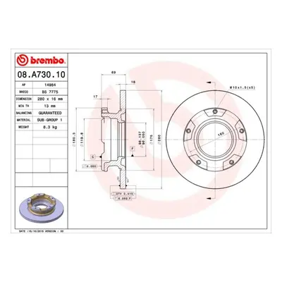 Brzdový kotouč BREMBO 08.A730.10