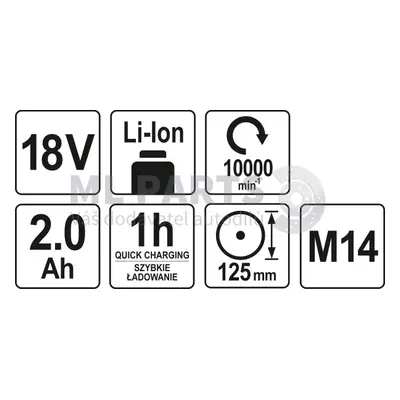 szlifierka kątowa 18V Li-Ion 125mm/akum.2.0AH