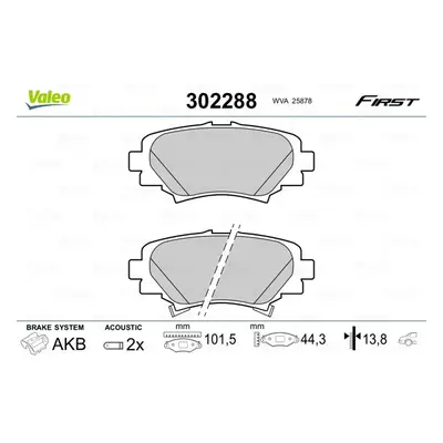 Sada brzdových destiček, kotoučová brzda VALEO 302288