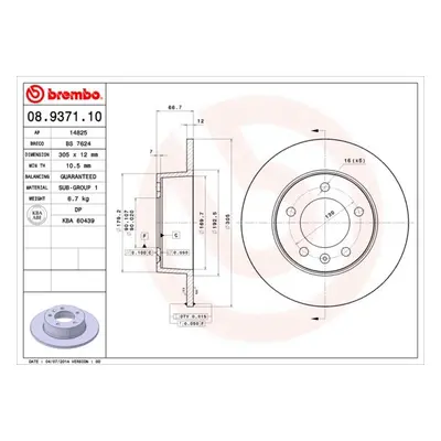 Brzdový kotouč BREMBO 08.9371.10