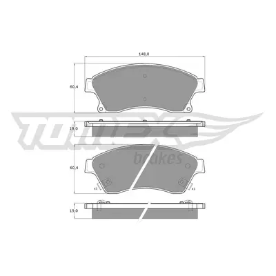 Sada brzdových destiček, kotoučová brzda TOMEX Brakes 16-50