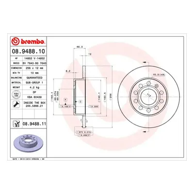 Brzdový kotouč BREMBO 08.9488.11