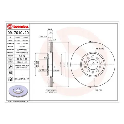 Brzdový kotouč BREMBO 09.7010.21