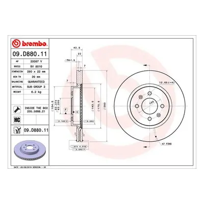 Brzdový kotouč BREMBO 09.D880.11