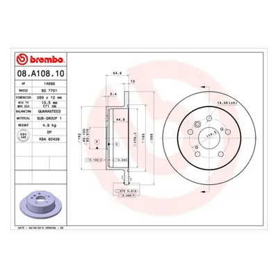 Brzdový kotouč BREMBO 08.A108.10