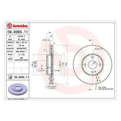 Brzdový kotouč BREMBO 09.D065.11