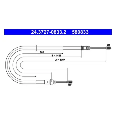 Tažné lanko, parkovací brzda ATE 24.3727-0833.2