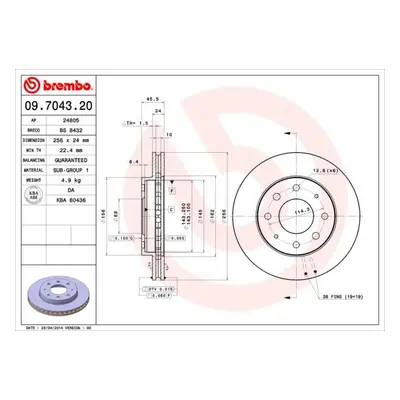 Brzdový kotouč BREMBO 09.7043.20