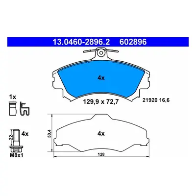 Sada brzdových destiček, kotoučová brzda ATE 13.0460-2896.2