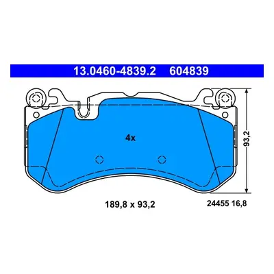 Sada brzdových destiček, kotoučová brzda ATE 13.0460-4839.2