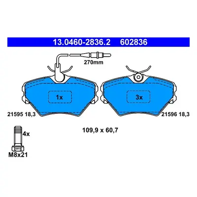 Sada brzdových destiček, kotoučová brzda ATE 13.0460-2836.2