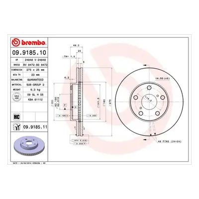 Brzdový kotouč BREMBO 09.9185.11