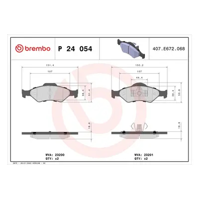 Sada brzdových destiček, kotoučová brzda BREMBO P 24 054