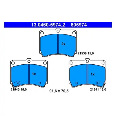 Sada brzdových destiček, kotoučová brzda ATE 13.0460-5974.2