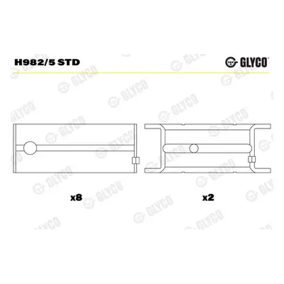 Hlavní ložiska klikového hřídele GLYCO H982/5 STD