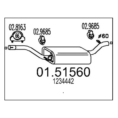 Střední tlumič výfuku MTS 01.51560