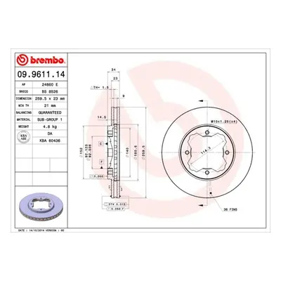 Brzdový kotouč BREMBO 09.9611.14