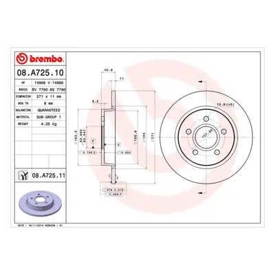 Brzdový kotouč BREMBO 08.A725.11