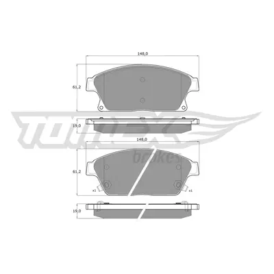 Sada brzdových destiček, kotoučová brzda TOMEX Brakes 16-51