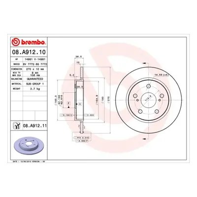 Brzdový kotouč BREMBO 08.A912.11