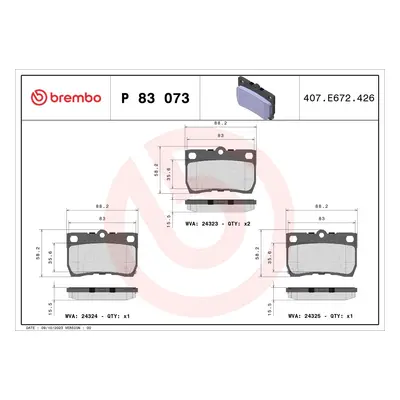 Sada brzdových destiček, kotoučová brzda BREMBO P 83 073