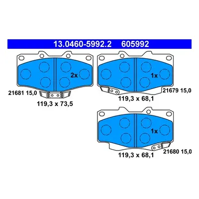 Sada brzdových destiček, kotoučová brzda ATE 13.0460-5992.2