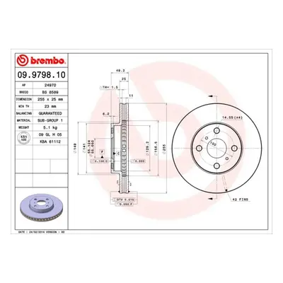 Brzdový kotouč BREMBO 09.9798.10