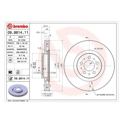 Brzdový kotouč BREMBO 09.8614.11