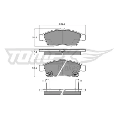 Sada brzdových destiček, kotoučová brzda TOMEX Brakes 16-08