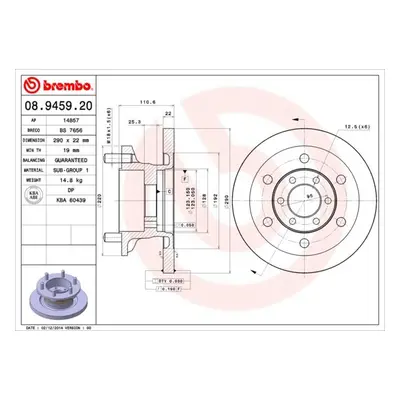 Brzdový kotouč BREMBO 08.9459.20