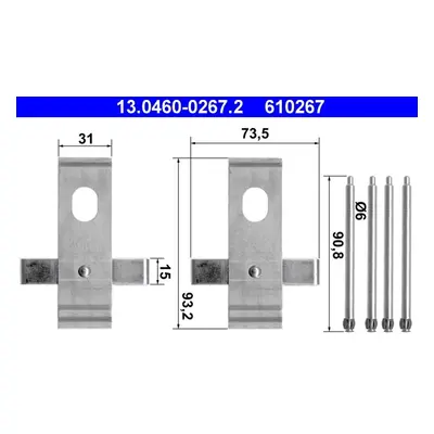Sada příslušenství, obložení kotoučové brzdy ATE 13.0460-0267.2