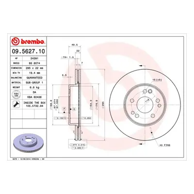 Brzdový kotouč BREMBO 09.5627.10