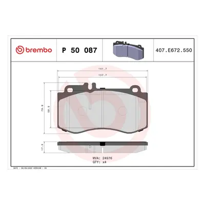 Sada brzdových destiček, kotoučová brzda BREMBO P 50 087