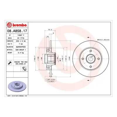 Brzdový kotouč BREMBO 08.A858.17