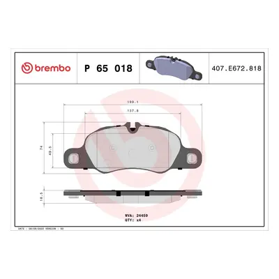 Sada brzdových destiček, kotoučová brzda BREMBO P 65 018