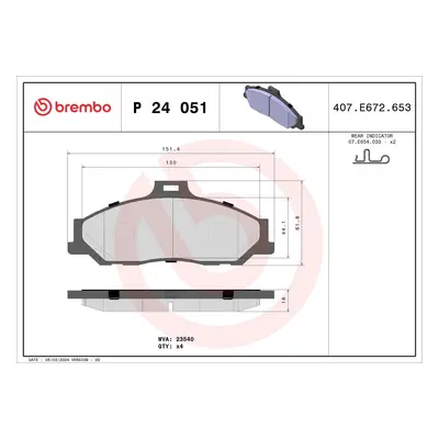 Sada brzdových destiček, kotoučová brzda BREMBO P 24 051