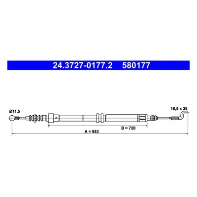 Tažné lanko, parkovací brzda ATE 24.3727-0177.2