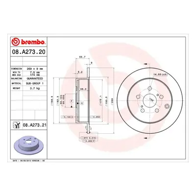 Brzdový kotouč BREMBO 08.A273.21