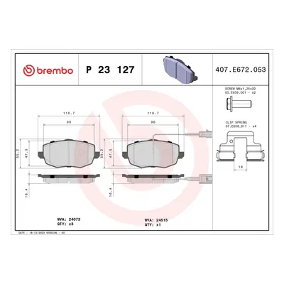 Sada brzdových destiček, kotoučová brzda BREMBO P 23 127