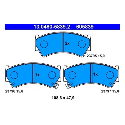 Sada brzdových destiček, kotoučová brzda ATE 13.0460-5839.2