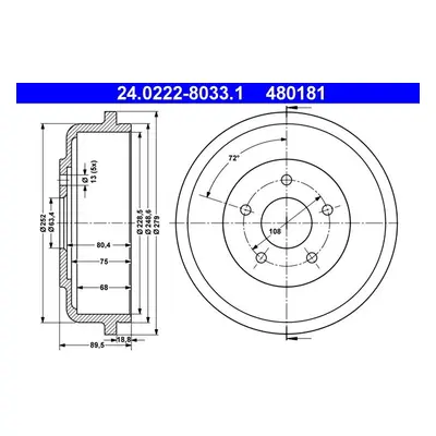 Brzdový buben ATE 24.0222-8033.1