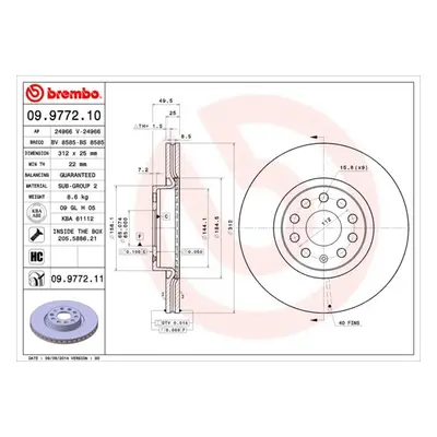 Brzdový kotouč BREMBO 09.9772.11